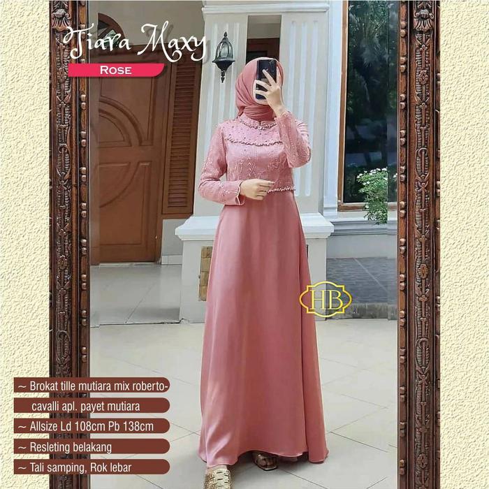 Gambar GAMIS BROKAT MUTIARA TIARA MAXY BAJU PESTA KONDANGAN GAMIS PREMIUM - rose, Standar dari Murai Collection undefined Tokopedia