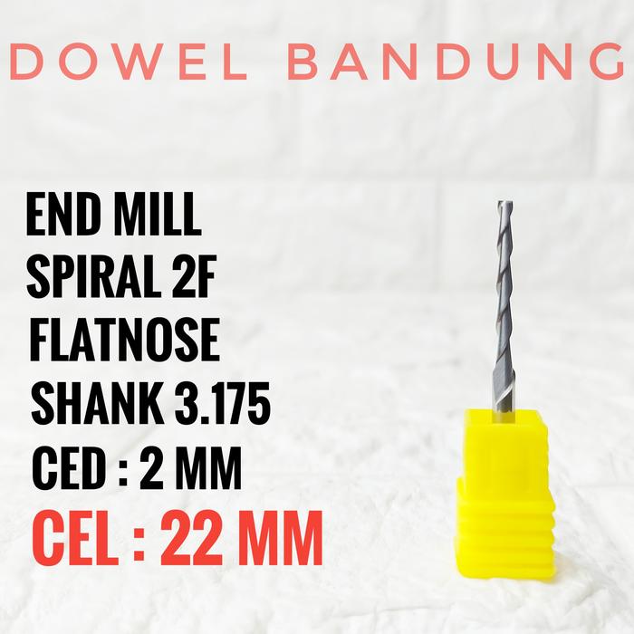 Gambar End Mill 2 Flute SPIRAL FLATNOSE 2 mm Endmill Carbide CNC Router Bit - 22 MM dari DOWEL BANDUNG undefined Tokopedia