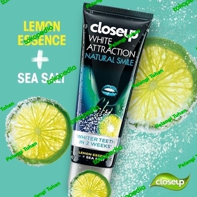 Gambar Pasta Gigi CloseUp White Attraction Natural Smile Lemon Essence + Sea Salt 100g Gel Toothpaste Odol  Pemutih Whitening Membuat Nafas Segar Putih Alami Menghilangkan Noda Kuning Flek Karang Removal of Stain to Reveal Yout White Smile - 01/2027-02/2027 dari Janji Pelangi Dari Tuhan Kita undefined Tokopedia