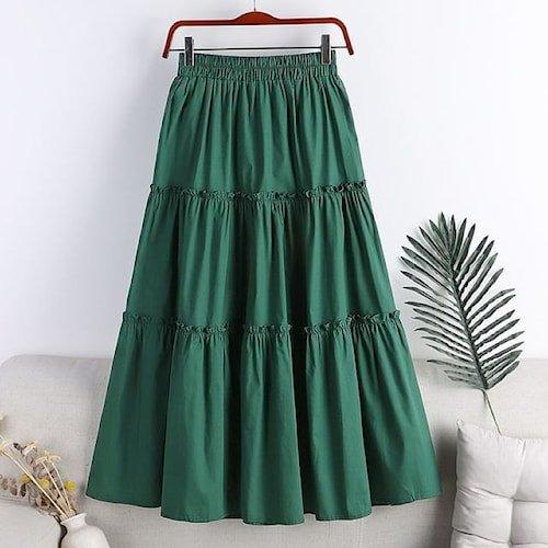 Gambar Rok Wanita Remaja Susun Panjang Muslim Bawahan Wanita Muslimah Terbaru - green dari Denusa Fashion undefined Tokopedia