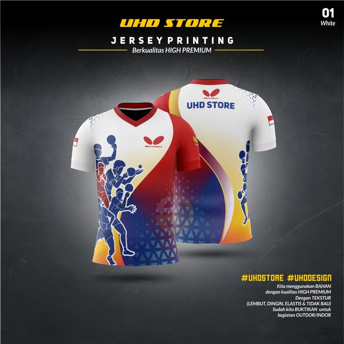Gambar BAJU KAOS JERSEY OLAHRAGA PINGPONG, TENIS MEJA - Putih, S dari UHD STORE undefined Tokopedia