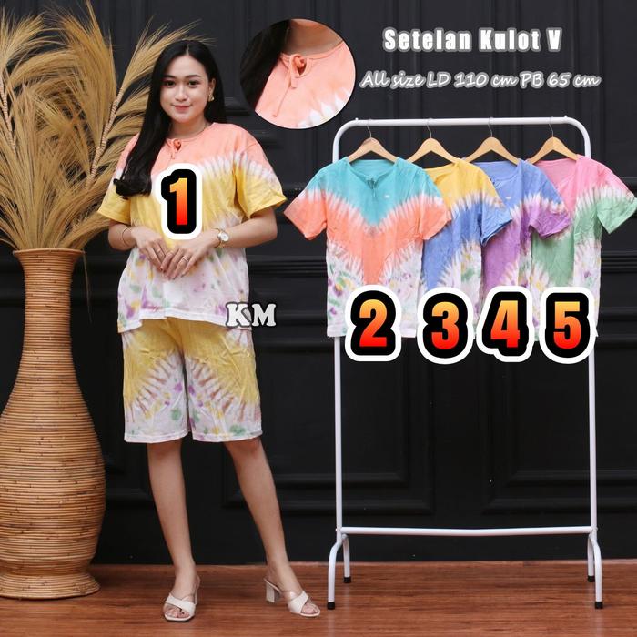 Gambar Baju Setelan Wanita Kulot kaos motif V Bahan kaos adem dan nyaman - 1 dari 182Batik undefined Tokopedia