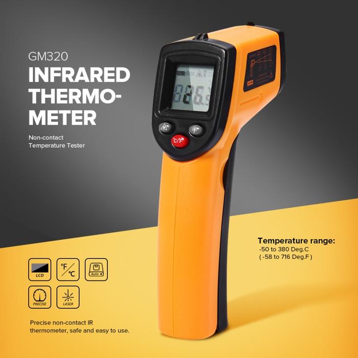Gambar Thermogun Thermometer Industri Termometer Infrared Pengukur Suhu Panas - Model Kuning dari bagusbeli undefined Tokopedia