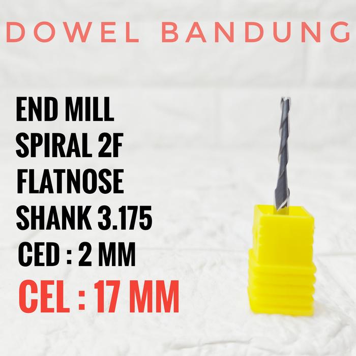 Gambar End Mill 2 Flute SPIRAL FLATNOSE 2 mm Endmill Carbide CNC Router Bit - 17 MM dari DOWEL BANDUNG undefined Tokopedia