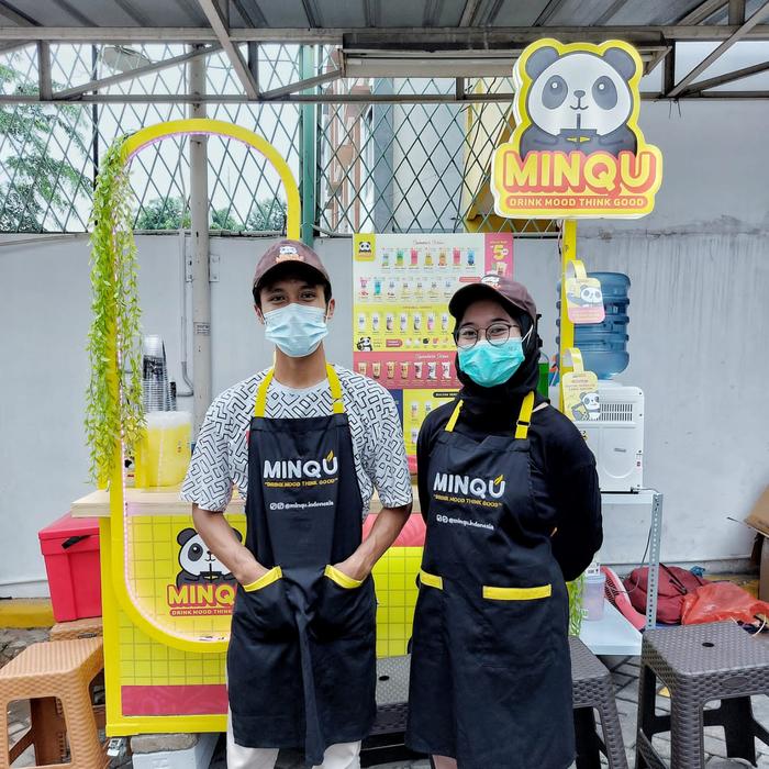 Gambar CUSTOM BORDIR SATUAN CELEMEK APRON DRILL MASAK BARISTA MURAH - hitam lis kunin dari dnaapron undefined Tokopedia