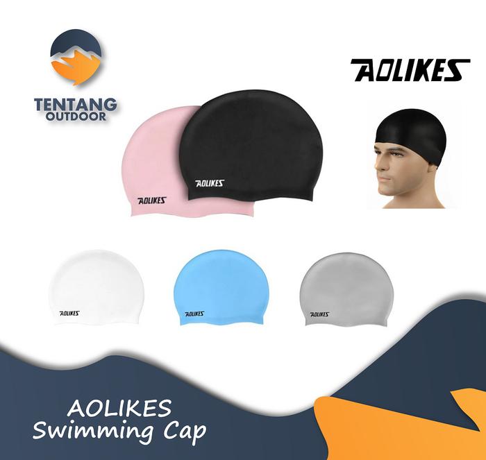 Gambar Topi Renang AOLIKES YM-5010 Silicone Swimming Cap Swim Cap - White dari TentangOutdoor undefined Tokopedia