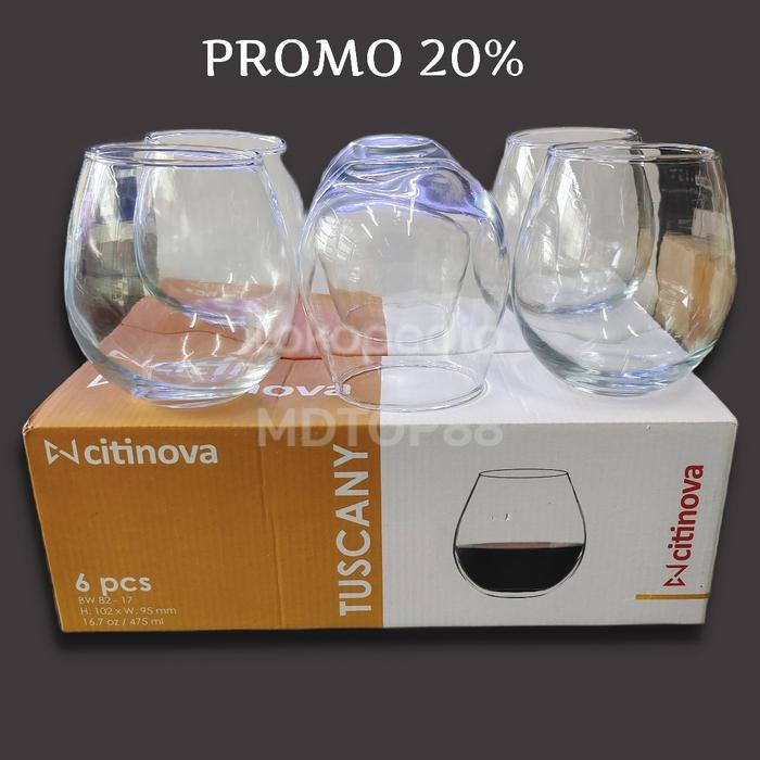 Gambar gelas minum kaca tuscany citinova 475ml -6pc - VAR + BUBBLE dari MDTOP88 undefined Tokopedia