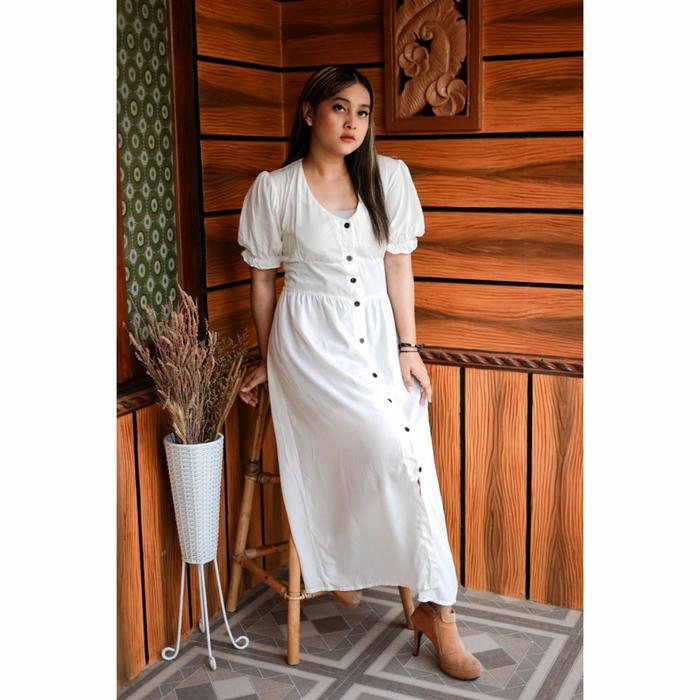 Gambar MARSHA DRESS BIGSIZE DRESS JUMBO KOREA STYLE SIZE XL-XXXXL - Long White, XL dari Tori Mart undefined Tokopedia