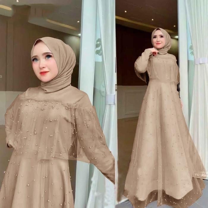 Gambar MODIS GAMIS DRESS FULL BRUKAT IMPORT SERAGAMAN WARNA COKSU COKLAT SUSU - COKSU, L dari modellofashionstylee undefined Tokopedia