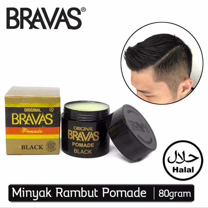 Gambar Minyak Rambut Pria Pomade Bravas Brilliante BLACK 80 G.100% BPOM Halal dari Tokogaluh2 undefined Tokopedia