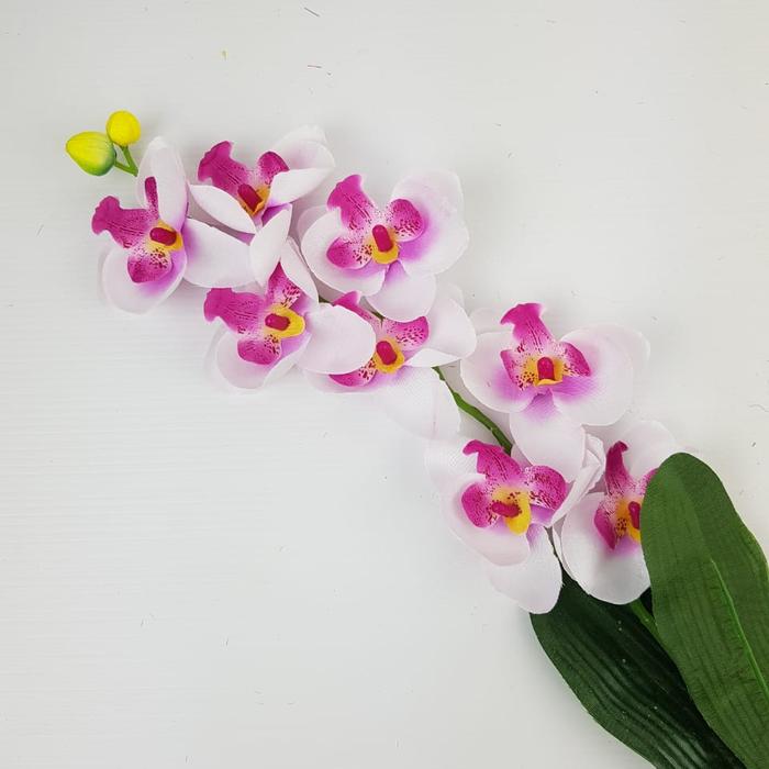 Gambar Bunga anggrek palsu plastik hias artificial dekorasi - Cream Purple dari Vilencia Florist undefined Tokopedia