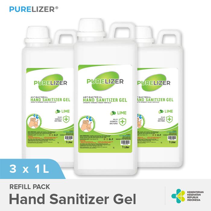Gambar Hand Sanitizer Gel 3 Liter PURELIZER Handsanitizer 1L x3 pcs - BOTOL REFILL dari Purelizer undefined Tokopedia