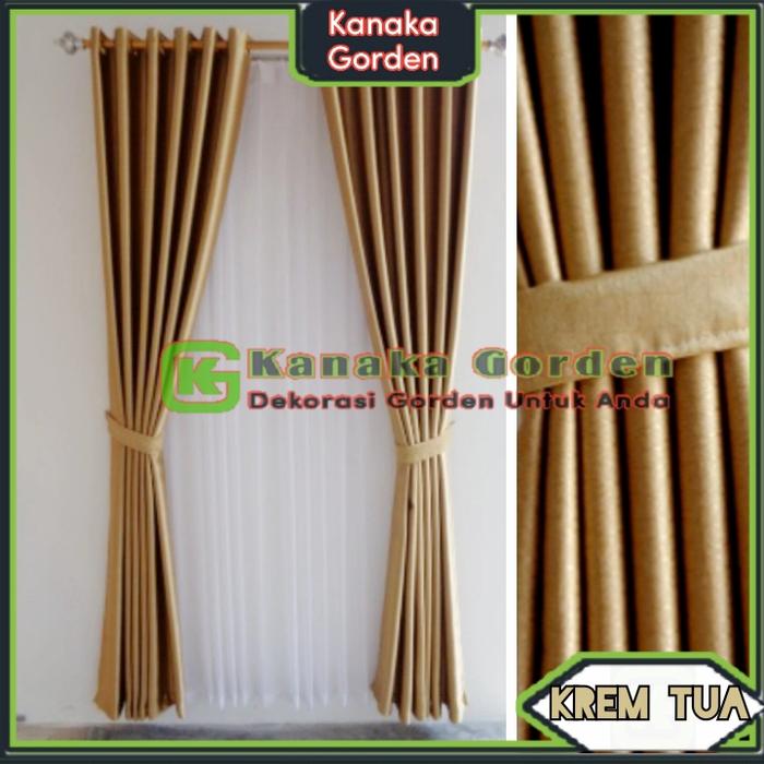 Gambar Gorden Jendela Pintu Embos Minimalis Blackout Ukuran Tinggi 200 CM - Krem, Poni 12 lipat dari KANAKA GORDEN undefined Tokopedia