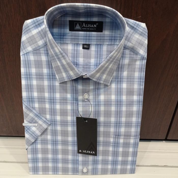 Gambar Kemeja Alisan Motif Kotak-Kotak Lengan Pendek Reguler - Biru, S dari AlisanKuy! undefined Tokopedia