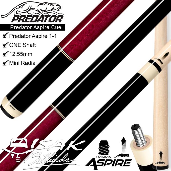 Jual Predator Aspire 1-1 Pool Cue | low Deflection Radial Stick