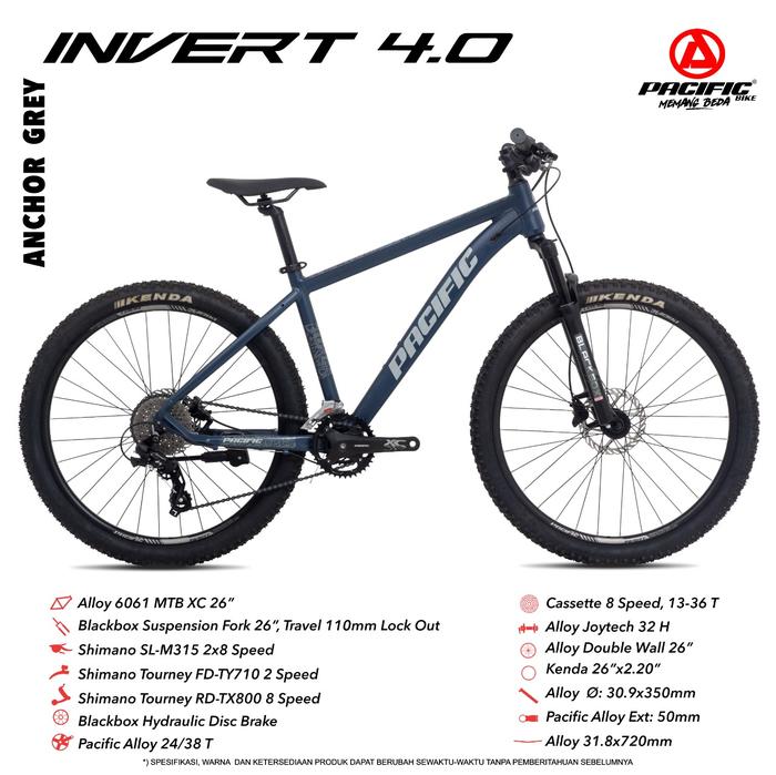 Jual Sepeda Gunung 26 Inch MTB PACIFIC INVERT 4.0 Alloy 2x8 Speed ...
