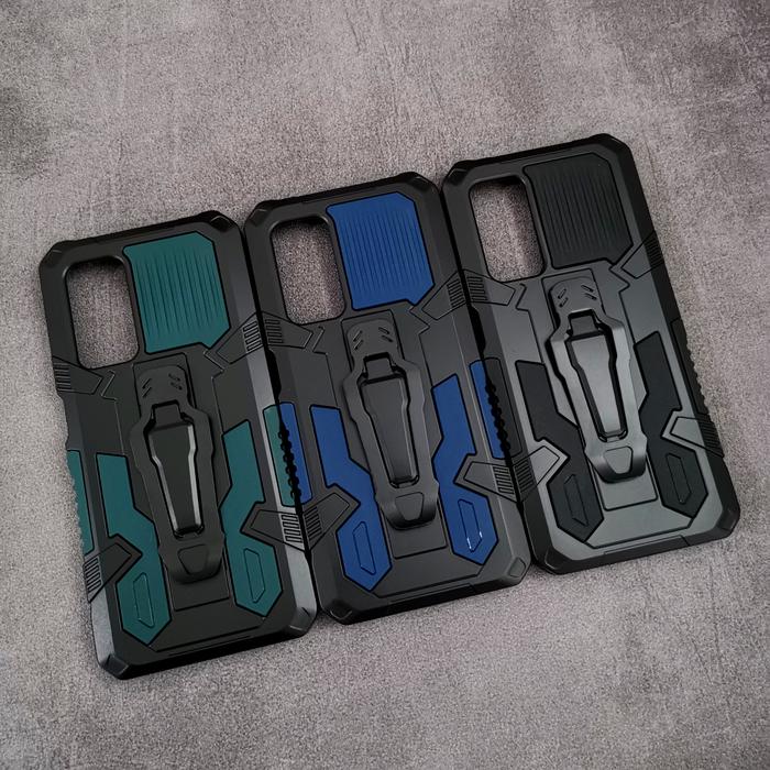 Samsung Note 20 Mecha Army Military Belt Clip Stand Armor Case Biru Navy