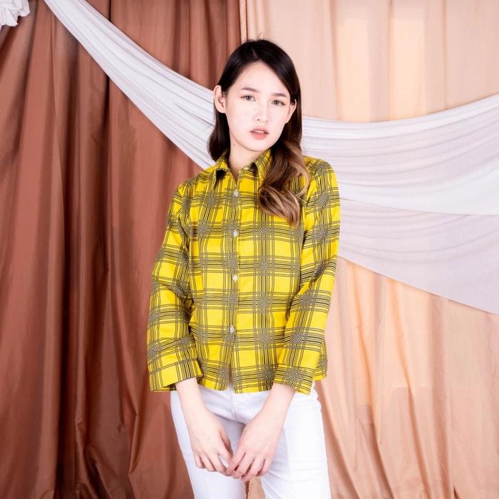 Gambar Kemeja Wanita Lovely / Kemeja Wanita Lengan Panjang Kotak Kotak - Kuning dari Cahaya Agung Pratama undefined Tokopedia