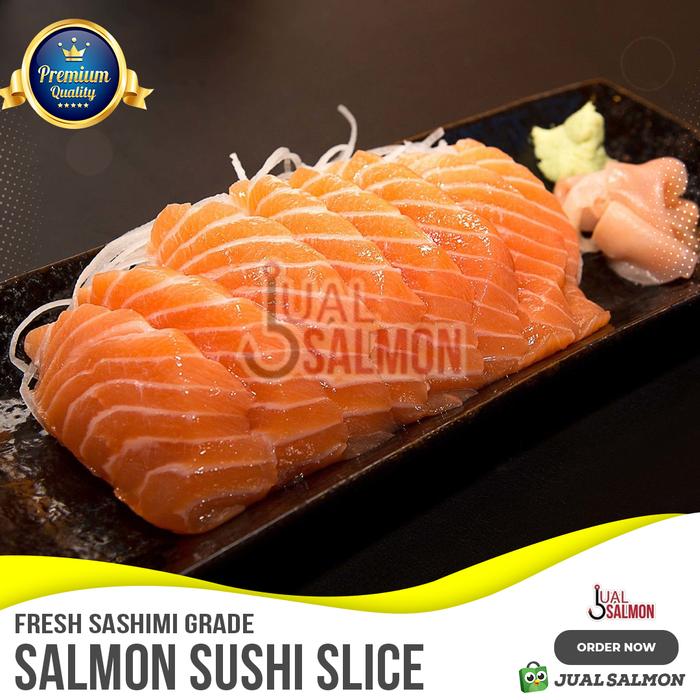 Gambar Salmon Belly Sushi cut Slice - Salmon Sushi Sashimi Grade Free Soyu - 1 kg dari Jual Salmon Segar undefined Tokopedia