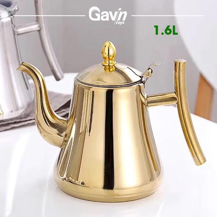 Gambar Teko Teh Saringan - Teapot Infuser Kashi Kettle 1.2L Tea Maker Gold - 1.6L dari Gavintoys undefined Tokopedia