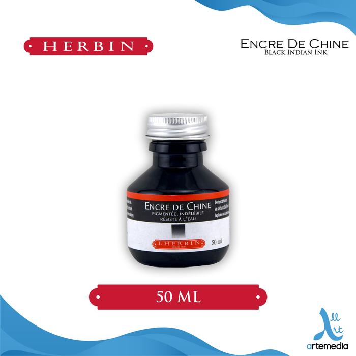 Gambar Tinta Kaligrafi Herbin Black Indian Ink Calligraphy Drawing Writing - BLACK 50 ml dari Artemedia_NEW undefined Tokopedia