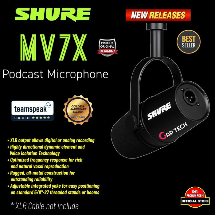 Gambar SHURE MV7 / MV 7 / MV7X XLR / MV7 X / MV 7X / MV7+ / MV7 + / MV7 Plus / MV7Plus Podcast Microphone For Podcasters, Gamers, Musicians - MV7X XLR dari GAP TECH OFFICIAL undefined Tokopedia