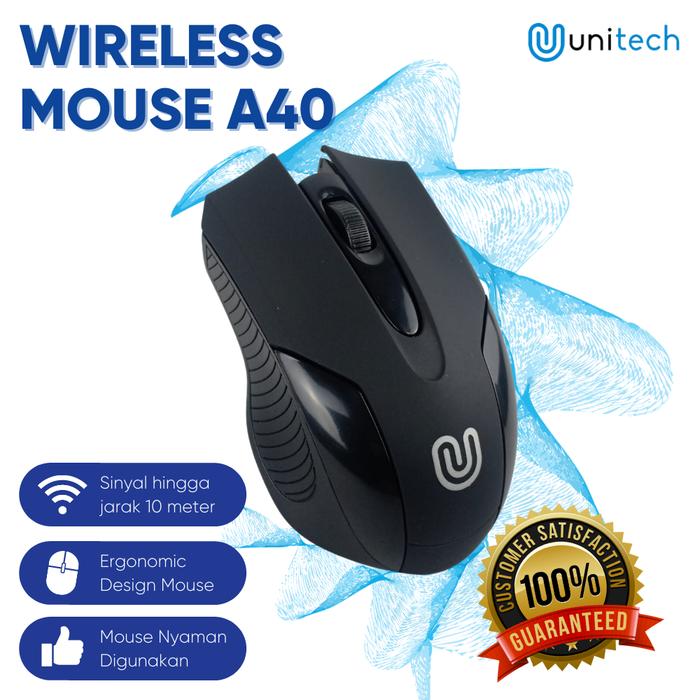 Gambar Unitech Wireless Mouse A40 Series 2.4GHz For Laptop PC 1200DPI - Hitam dari Unitech Shop_NEW undefined Tokopedia