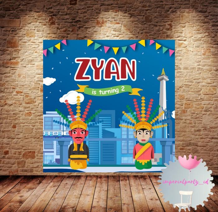 Gambar Custom Backdrop Banner Spanduk Happy Birthday Ondel Ondel Jakarta - 1.5x1.5 m, Pink dari imperialparty undefined Tokopedia