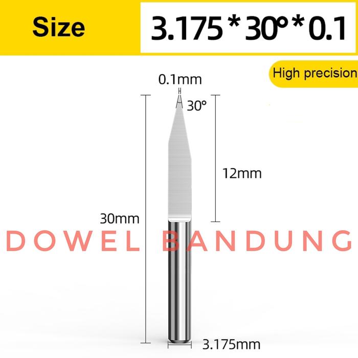 Gambar Mata Grafir V SHAPE 30° 3.175 mm PCB Engraving Bit CNC - 0.1 MM dari DOWEL BANDUNG undefined Tokopedia