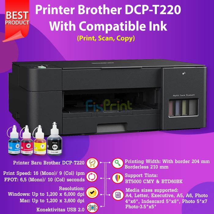 Promo Printer Ink Tank Brother DCP-T220 DCP T220 Original Tinta D60Bk  BT5000 - Compatible Ink - Jakarta Pusat - FixPrint Indonesia | Tokopedia