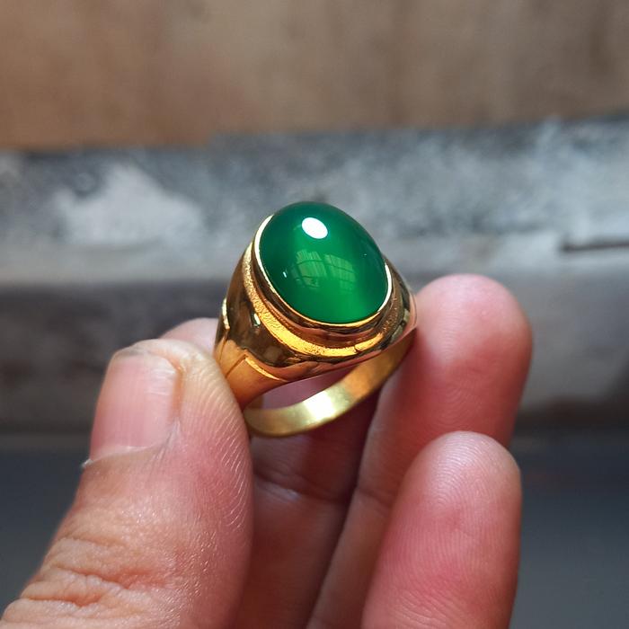 Gambar cincin batu akik ijo botol chalsedony natural garansi asli - gold dari RIZAL JGC undefined Tokopedia