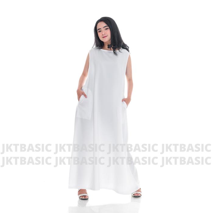 Gambar Inner Dress Tanpa Lengan Maxi Polos Panjang Oversize - Putih dari JKT Basic undefined Tokopedia