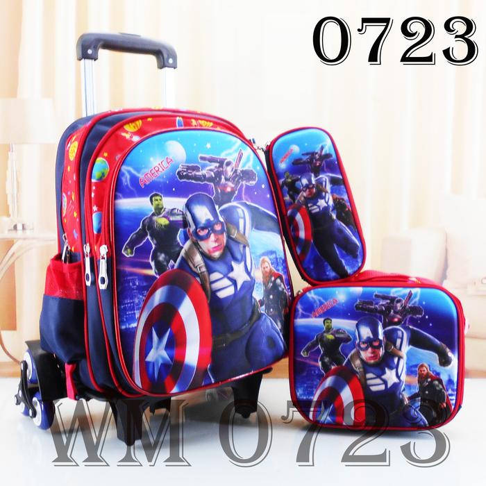 Gambar Tas Sekolah Ransel Troli anak Bongkar Pasang LakiLaki 3D 6 RODA 3in1 - 0723 CAPTAIN dari Watermelon Olshop undefined Tokopedia