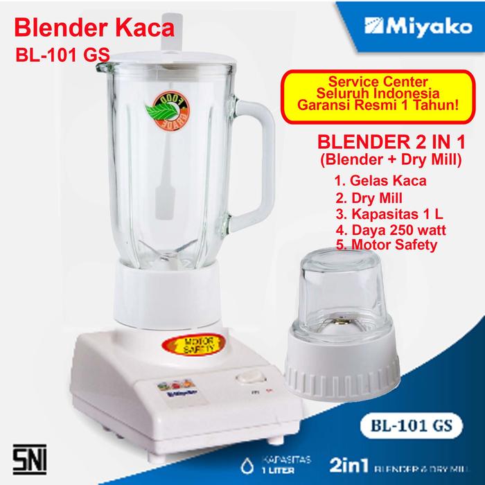 Gambar Blender Blander Belender Miyako Plastik Kaca 2in1 3in1 2 in 1 3 in 1 - BL-101 GS dari Anesti Shop undefined Tokopedia