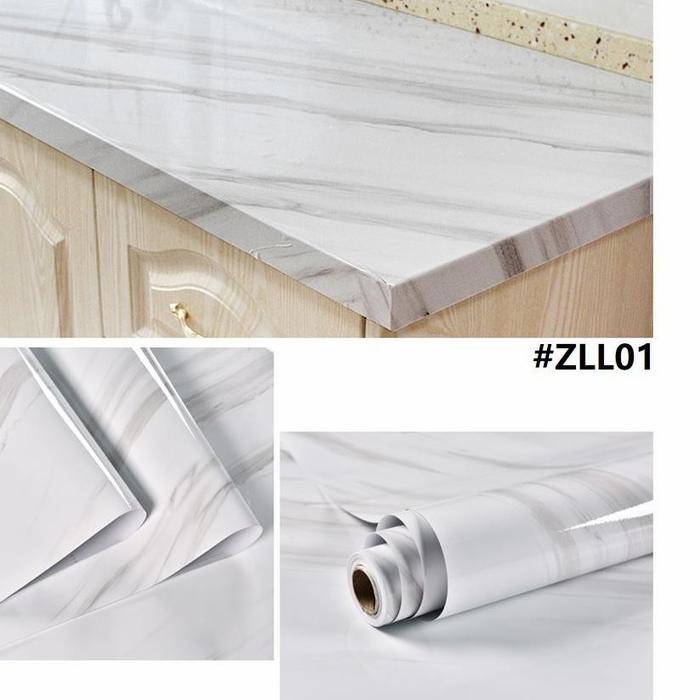 Gambar STIKER MARMER MARBLE GLOSSY TEBAL MEJA KAYU ANTI AIR MINYAK DAN PANAS - Putih dari M.A Sticker Art undefined Tokopedia