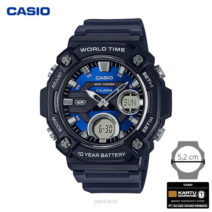 Gambar JAM TANGAN PRIA CASIO AEQ-120W-2A ORIGINAL - AEQ120W HITAM BIRU dari Jam Karet undefined Tokopedia
