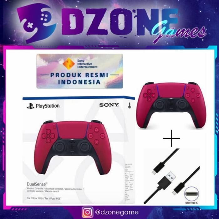 Gambar PS5 Dual Sense Controller /PS5 DualSense/ PS5 Controller / Stik PS5 - Red Resmi+Kabel dari Dzone Games undefined Tokopedia