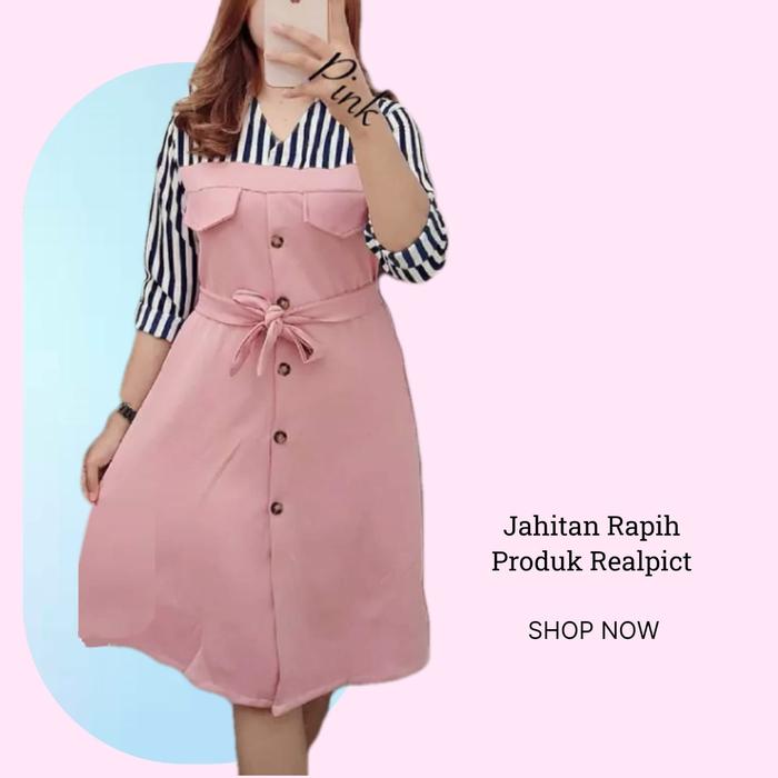 Gambar Baju Dress Wanita Terbaru Dewasa Dan Remaja Model Korea - pink, M dari Asyfa Shop BDG_NEW undefined Tokopedia