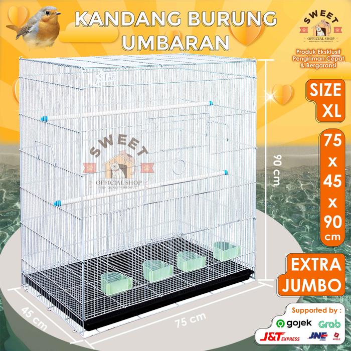 Gambar Kandang Umbaran Burung EXTRA JUMBO 91x76x46 Original - KL 75X45X90 SWT, Hijau dari SWEETOFFICIALSHOP undefined Tokopedia