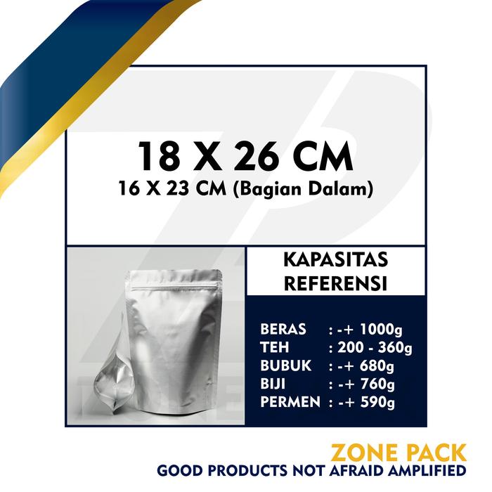 Gambar Standing Pouch full Aluminium Foil Tebal I Kemasan Kopi Snack - 18 x 26 cm dari zone pack undefined Tokopedia
