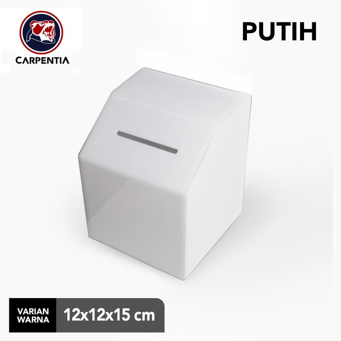 Gambar Carpentia Kotak Amal / Kotak Saran Akrilik - 12x12x15 cm / Polos / Tipe B Miring - Putih dari Carpentia Indonesia undefined Tokopedia