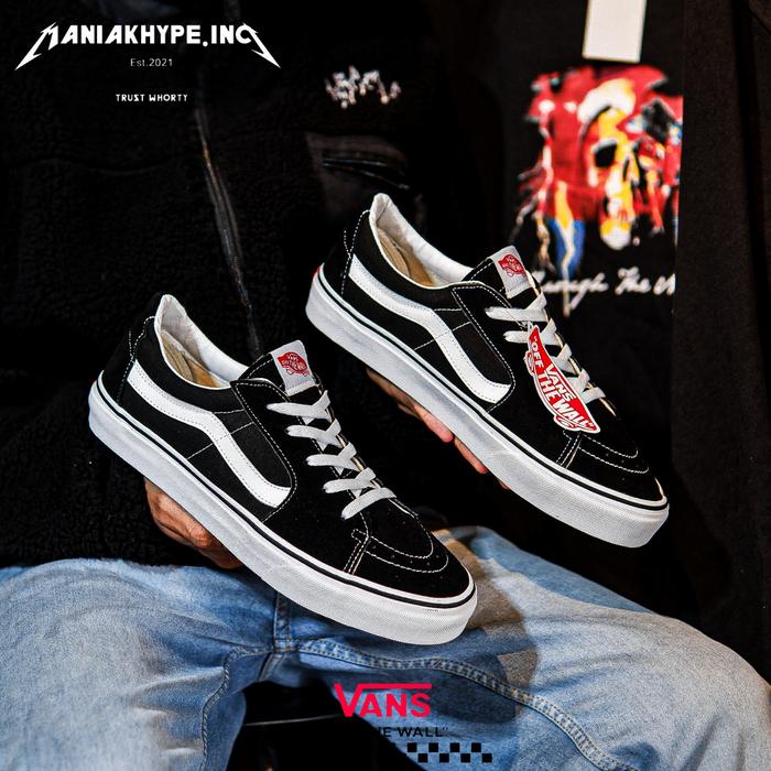 Jual vans sk8-Low Black White Classic 
