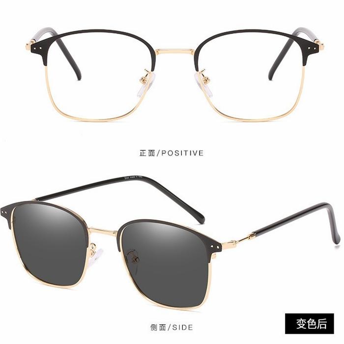 Gambar Kacamata Photocromic + Anti Radiasi Blueray Pria Wanita KT Bluechromic - KT- Hitam Gold, free POUCH+LAP dari Suma Grosir undefined Tokopedia