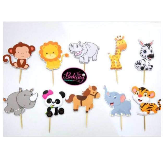 Gambar Topper Birthday Tusukan Hiasan Ultah - Cupcake - Animal Zoo - polos dari Bakingtoys undefined Tokopedia