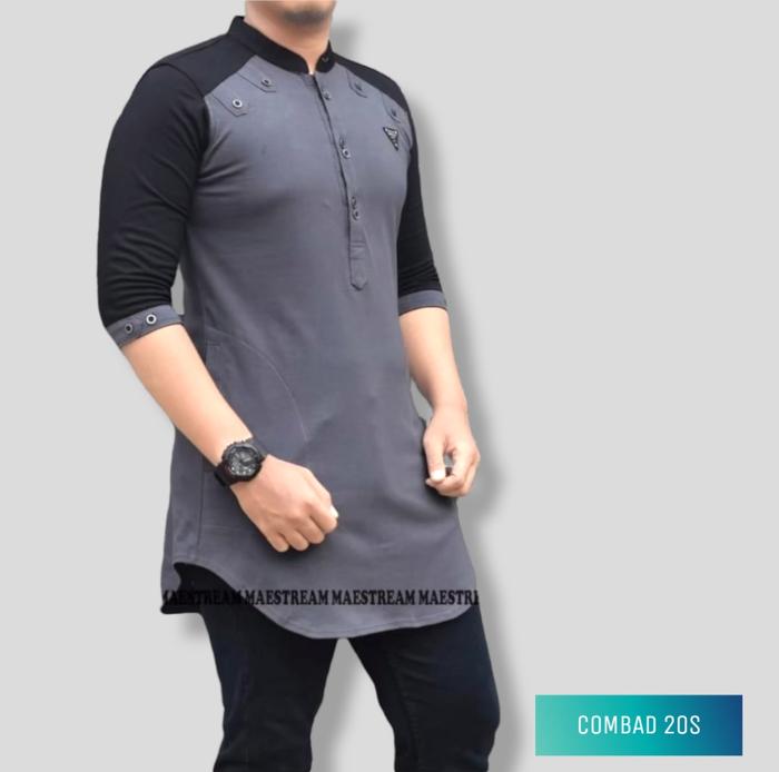 Gambar Baju Koko Pria Dewasa - kurta kaos Pria - Gamis Muslim Pria Slim Fit - Abu LenganHitam, M dari MANBODY STORE undefined Tokopedia