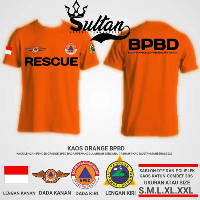 Gambar KAOS OREN RESCUE//BAJU OREN RESCUE BPBD - tulisan hitam, S dari MisterMo(KSB) undefined Tokopedia