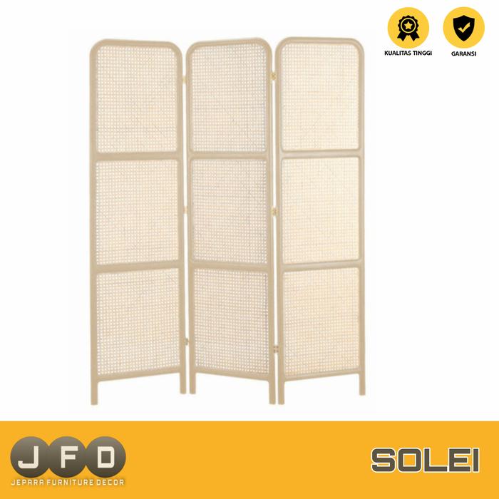 Gambar Skesel Jati Skesel Ruangan Sekat Ruang Estetik Solei Room Divider - Natural Wood dari JFD JEPARA undefined Tokopedia