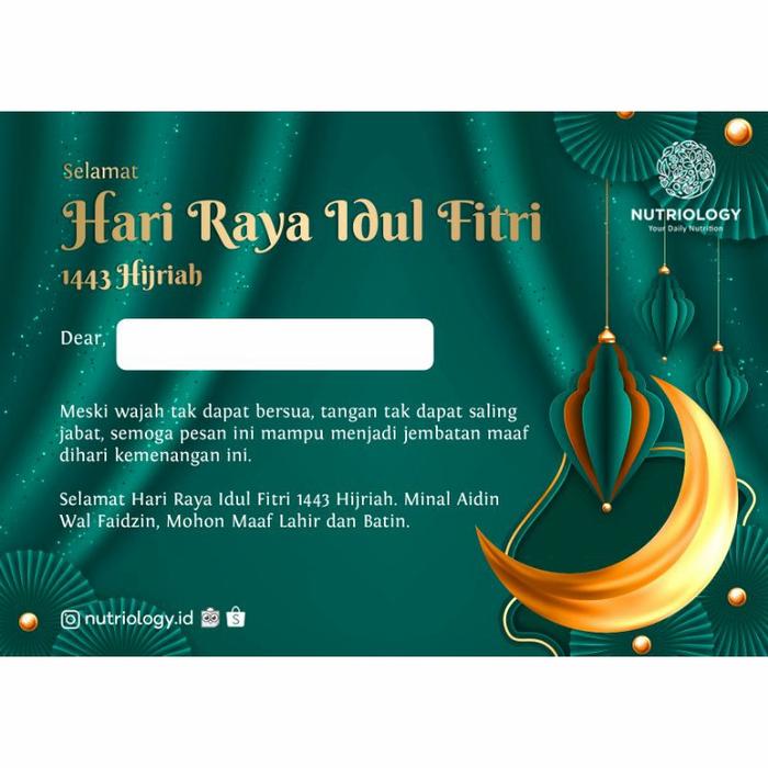 Gambar Kartu Ucapan / Greeting Card / Gift Card tema Lebaran Idul Fitri 1443H dari Nutriology Indonesia undefined Tokopedia