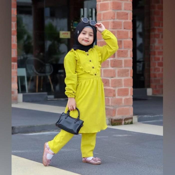 Gambar Setelan Anak Murah Baju Anak Perempuan 8 tahun Setelan ZAHIRA 7-9 th - lime dari TOF Store_NEW undefined Tokopedia