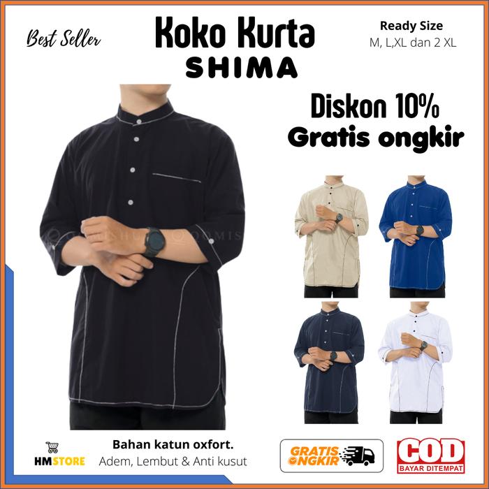 Gambar Baju Koko Kurta Pakistan Pria Muslim Qomishu Shima Bahan Katun Popline - Hitam, L dari Hasan Muslim Store undefined Tokopedia